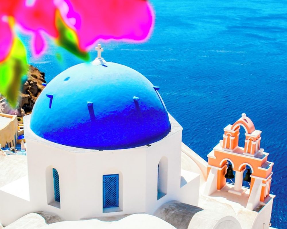 Santorini – bijele kuće s plavim kupolama i zalasci sunca, ikona grčke romantike