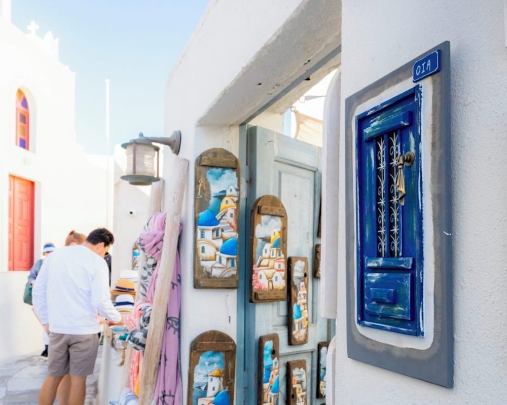 Oia Santorini ulice i umjetničke galerije